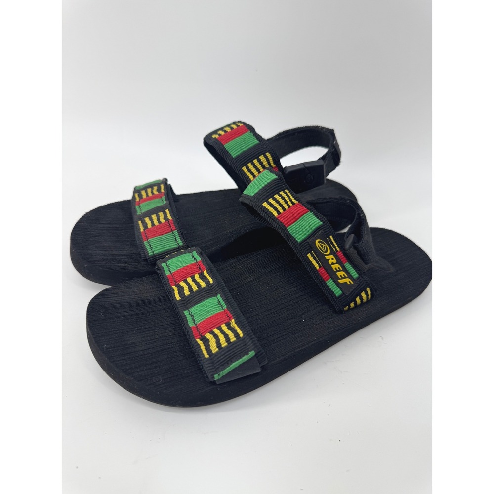 Reef Rasta Sandals Mens 8 Black Red Yellow Green